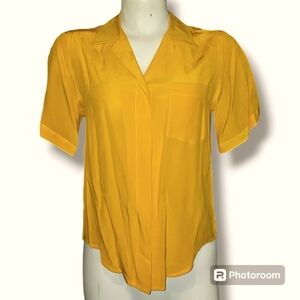 Sz 8 Saks fifth Avenue vintage silk yellow button up